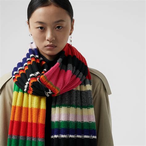 stripe wool blend scarf burberry|burberry scarf 50 cashmere wool.